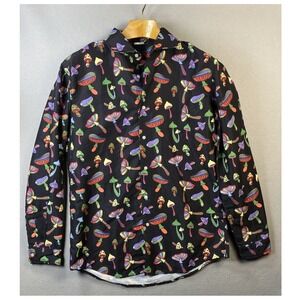 Spirit‎ Dress Shirt Fitted Mens M Mushroom Button Up Psychedelic Shrooms Party
